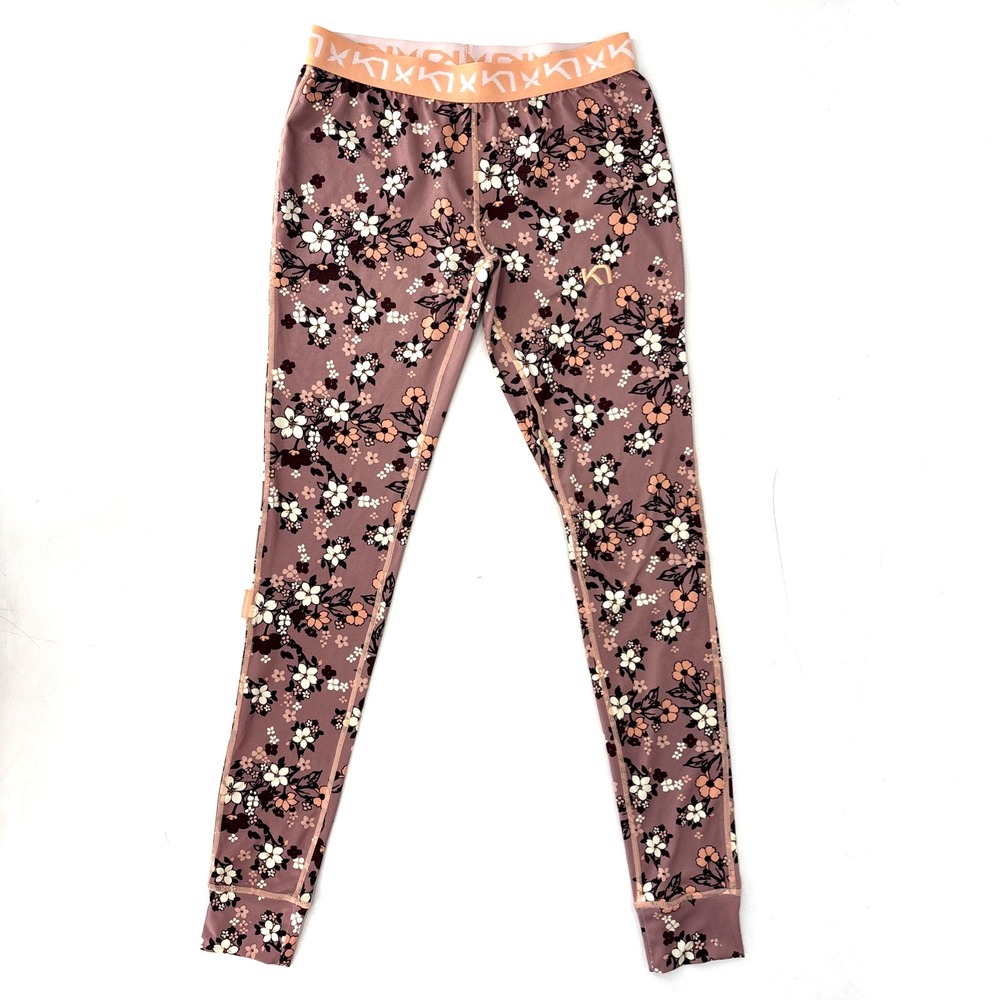 Kari Traa Leggings Floral‎ Medium Mauve Pink Quick Dry Running Workout